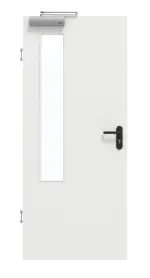 Frontansicht von GARANT Rauchschutztür Matt Weißlack 9016 G-TEC mit Lichtausschnitt LA-5 bandseitig