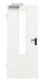 Frontansicht von GARANT Rauchschutztür Authentic Bianco CePaL mit Lichtausschnitt LA-5 mittig