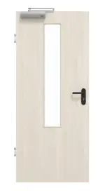 Frontansicht von GARANT Rauchschutztür Authentic Perl CePaL mit Lichtausschnitt LA-5 mittig