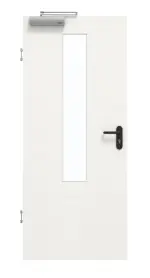 Frontansicht von GARANT Rauchschutztür Quer Authentic Bianco CePaL mit Lichtausschnitt LA-5 mittig