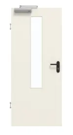 Frontansicht von GARANT Rauchschutztür Weißlack 9010 mit Lichtausschnitt LA-5 mittig