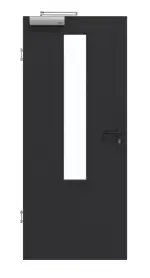 Frontansicht von GARANT Rauchschutztür Matt RAL 9005 G-TEC mit Lichtausschnitt LA-5 mittig