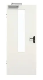 Frontansicht von GARANT Rauchschutztür Weiß Struktur Premium CePaL mit Lichtausschnitt LA-5 mittig
