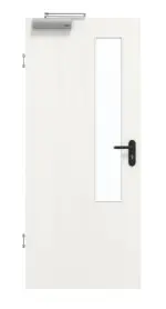 Frontansicht von GARANT Rauchschutztür Authentic Bianco CePaL mit Lichtausschnitt LA-5 schlossseitig