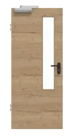 Frontansicht von GARANT Rauchschutztür Quer Authentic Risseiche CePaL mit Lichtausschnitt LA-5 schlossseitig