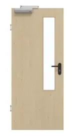 Frontansicht von GARANT Rauchschutztür Natura Ahorn CePaL mit Lichtausschnitt LA-5 schlossseitig