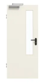 Frontansicht von GARANT Rauchschutztür Weißlack 9010 mit Lichtausschnitt LA-5 schlossseitig