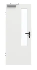 Frontansicht von GARANT Rauchschutztür Matt Weißlack 9016 G-TEC mit Lichtausschnitt LA-5 schlossseitig