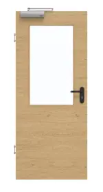 Frontansicht von GARANT Rauchschutztür Quer Authentic Asteiche CePaL mit Lichtausschnitt LA-6