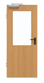 Frontansicht von GARANT Rauchschutztür Eiche Premium CePaL mit Lichtausschnitt LA-6
