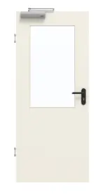 Frontansicht von GARANT Rauchschutztür Weißlack 9010 mit Lichtausschnitt LA-6