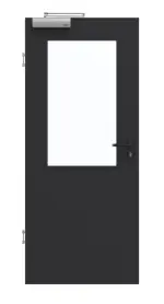 Frontansicht von GARANT Rauchschutztür Matt RAL 9005 G-TEC mit Lichtausschnitt LA-6