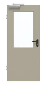 Frontansicht von GARANT Rauchschutztür Matt Seidengrau 7044 G-TEC mit Lichtausschnitt LA-6