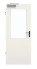 Frontansicht von GARANT Rauchschutztür Weiß Struktur Premium CePaL mit Lichtausschnitt LA-6