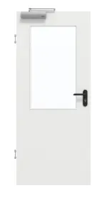 Frontansicht von GARANT Rauchschutztür Matt Weißlack 9016 G-TEC mit Lichtausschnitt LA-6