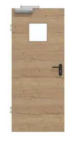 Frontansicht von GARANT Rauchschutztür Quer Authentic Risseiche CePaL mit Lichtausschnitt LA-7