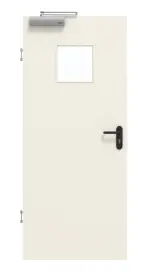 Frontansicht von GARANT Rauchschutztür Weißlack 9010 mit Lichtausschnitt LA-7