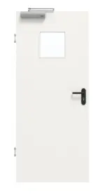 Frontansicht von GARANT Rauchschutztür Weißlack 9016 mit Lichtausschnitt LA-7