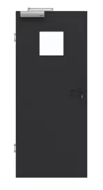 Frontansicht von GARANT Rauchschutztür Matt RAL 9005 G-TEC mit Lichtausschnitt LA-7