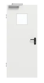 Frontansicht von GARANT Rauchschutztür Matt Weißlack 9016 G-TEC mit Lichtausschnitt LA-7