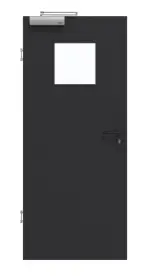 Frontansicht von GARANT Rauchschutztür Matt RAL 9005 G-TEC mit Lichtausschnitt LA-8