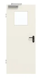 Frontansicht von GARANT Rauchschutztür Weißlack 9010 mit Lichtausschnitt LA-9