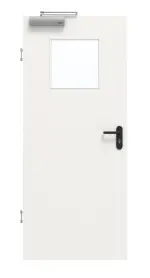 Frontansicht von GARANT Rauchschutztür Weißlack 9016 mit Lichtausschnitt LA-9
