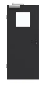 Frontansicht von GARANT Rauchschutztür Matt RAL 9005 G-TEC mit Lichtausschnitt LA-9