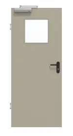 Frontansicht von GARANT Rauchschutztür Matt Seidengrau 7044 G-TEC mit Lichtausschnitt LA-9