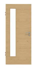 Frontansicht von GARANT Schallschutztür Quer Authentic Asteiche CePaL mit Lichtausschnitt LA-4 bandseitig