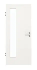 Frontansicht von GARANT Schallschutztür Quer Authentic Bianco CePaL mit Lichtausschnitt LA-4 bandseitig