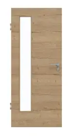 Frontansicht von GARANT Schallschutztür Quer Authentic Risseiche CePaL mit Lichtausschnitt LA-4 bandseitig