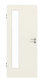 Frontansicht von GARANT Schallschutztür Weißlack 9010 mit Lichtausschnitt LA-4 bandseitig