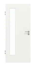 Frontansicht von GARANT Schallschutztür Weißlack 9016 mit Lichtausschnitt LA-4 bandseitig