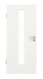 Frontansicht von GARANT Schallschutztür Quer Authentic Bianco CePaL mit Lichtausschnitt LA-4 mittig