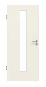 Frontansicht von GARANT Schallschutztür Weißlack 9010 mit Lichtausschnitt LA-4 mittig