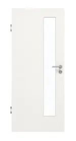 Frontansicht von GARANT Schallschutztür Quer Authentic Bianco CePaL mit Lichtausschnitt LA-4 schlossseitig