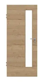 Frontansicht von GARANT Schallschutztür Quer Authentic Risseiche CePaL mit Lichtausschnitt LA-4 schlossseitig