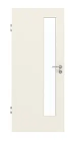 Frontansicht von GARANT Schallschutztür Weißlack 9010 mit Lichtausschnitt LA-4 schlossseitig