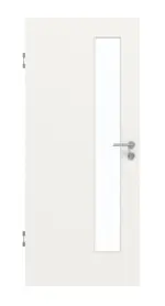 Frontansicht von GARANT Schallschutztür Weißlack 9016 mit Lichtausschnitt LA-4 schlossseitig