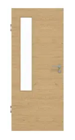 Frontansicht von GARANT Schallschutztür Quer Authentic Asteiche CePaL mit Lichtausschnitt LA-5 bandseitig