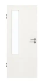Frontansicht von GARANT Schallschutztür Quer Authentic Bianco CePaL mit Lichtausschnitt LA-5 bandseitig