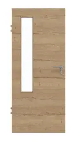 Frontansicht von GARANT Schallschutztür Quer Authentic Risseiche CePaL mit Lichtausschnitt LA-5 bandseitig