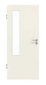 Frontansicht von GARANT Schallschutztür Weißlack 9010 mit Lichtausschnitt LA-5 bandseitig