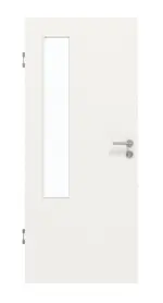 Frontansicht von GARANT Schallschutztür Weißlack 9016 mit Lichtausschnitt LA-5 bandseitig