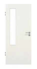 Frontansicht von GARANT Schallschutztür Weiß Struktur Premium CePaL mit Lichtausschnitt LA-5 bandseitig