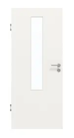 Frontansicht von GARANT Schallschutztür Weißlack 9016 mit Lichtausschnitt LA-5 mittig