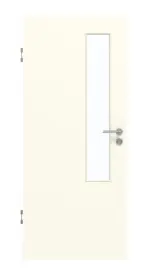 Frontansicht von GARANT Schallschutztür W980ST15 Platinweiß GHK08 mit Lichtausschnitt LA-5 schlossseitig