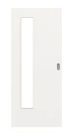 Frontansicht von Weiß RAL 9016 LA 24 bandseitig Basic Durat Schiebetür - Huga