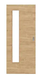 Frontansicht von Asteiche quer LA 24 bandseitig Basic Durat Schiebetür - Huga